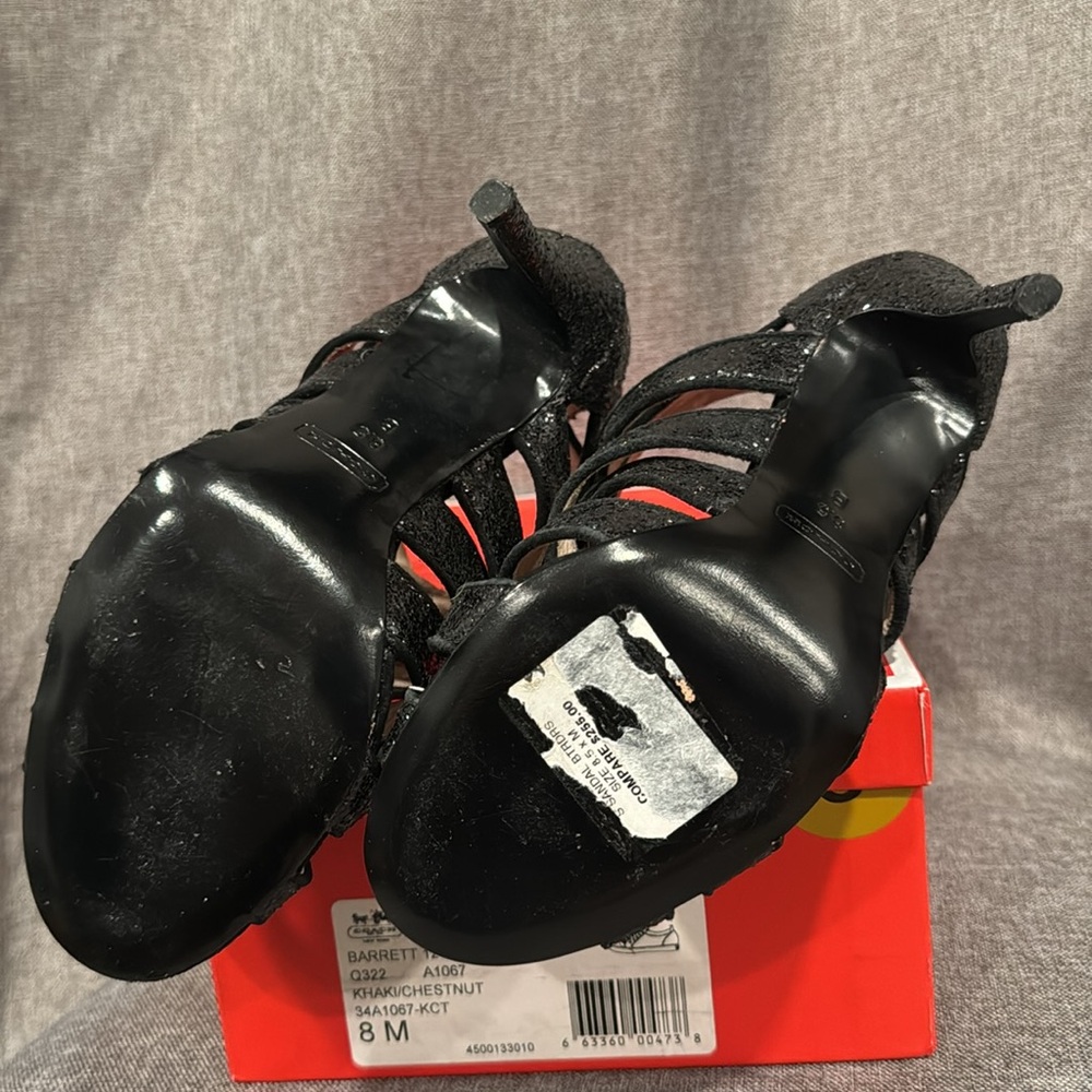 Coach Black glitter heels size 8.5 COACH New - Picture 9 of 9